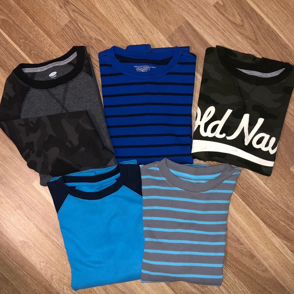 Lot of 5 Old Navy Boys Thermal Long Sleeve Shirts